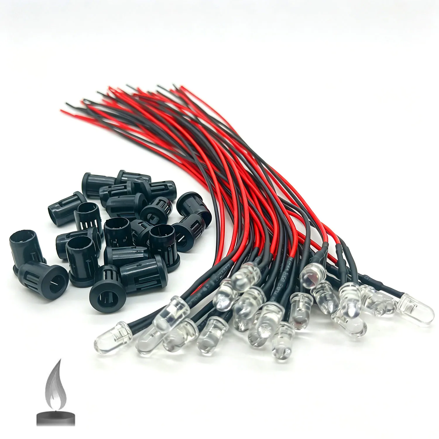 LED Candle Flickering DC5V-12V5mm 20cm Pre-wired water clear Orange Red Yellow white Green Blue light-emitting diode Lamp Bulb