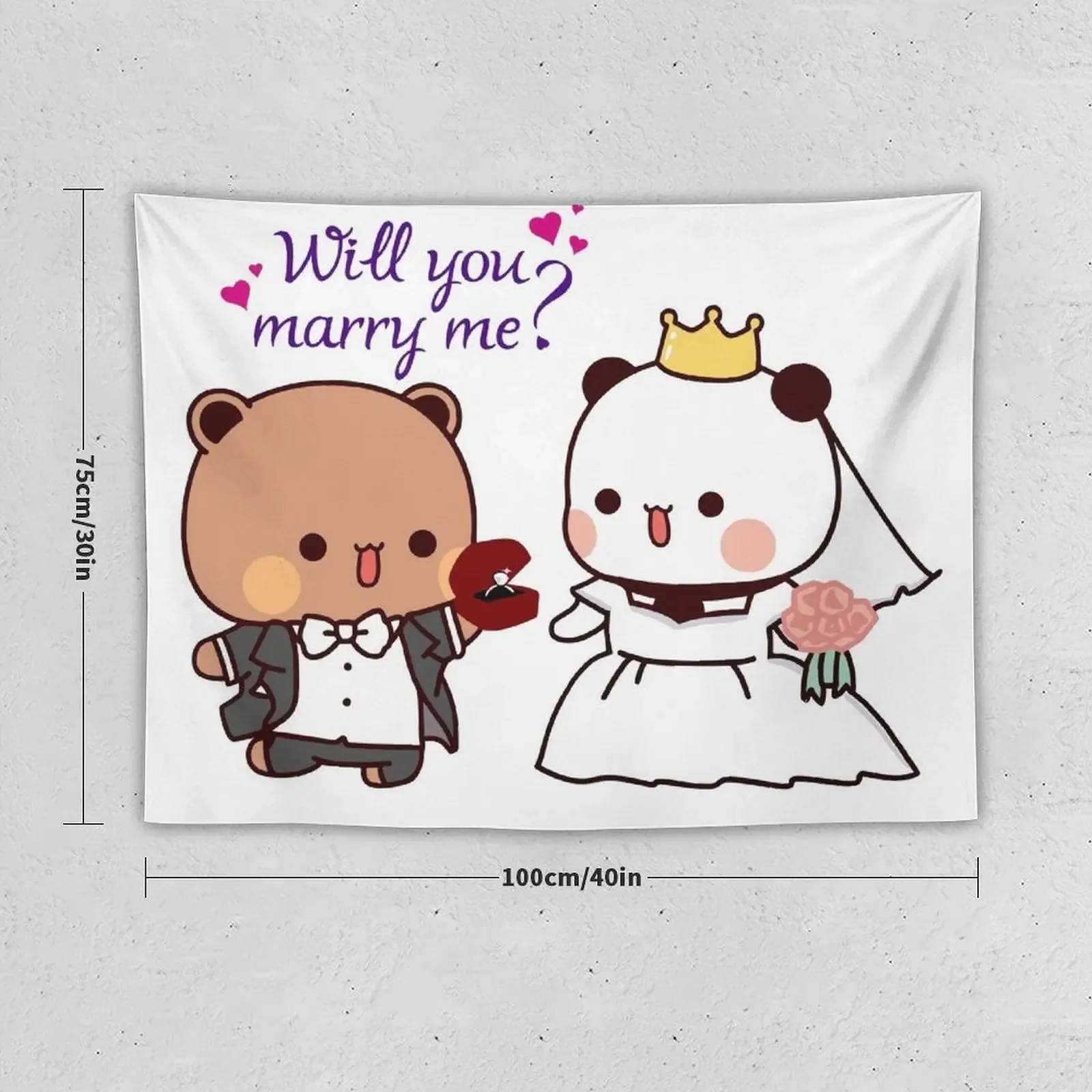 Bubu & Dudu's Big Question: Adorable Bear Proposal with Royal Charm Tapestry Wall Decorations Home Decorators Tapestry