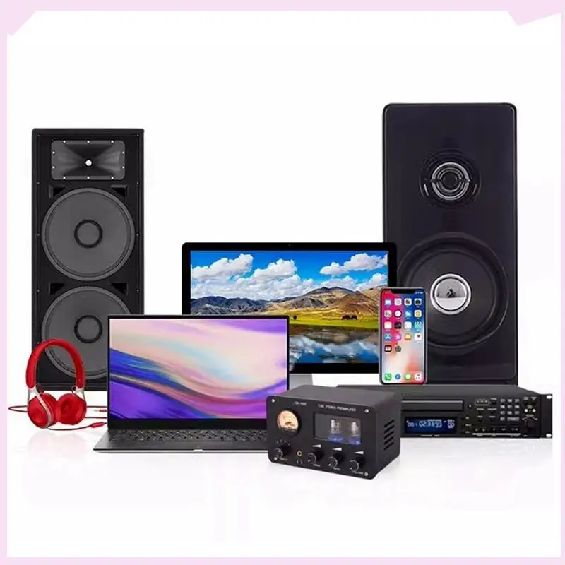 

B24B Audiophile Tube 4 Input 2 Output With Built-In VU Level Meter High-Bass Adjustment Headphone Amplifier With US Plug Durable