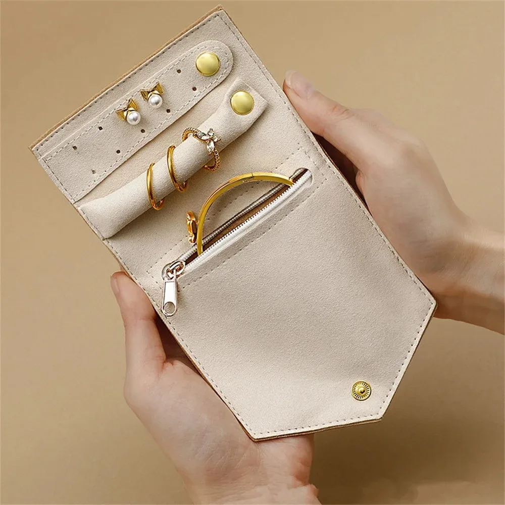 Jewelry Storage Creative Small Jewelry Storage Bag Compact Pu Microfiber Jewelry Organizer Bag Jewelry Packaging Jewelry Roll