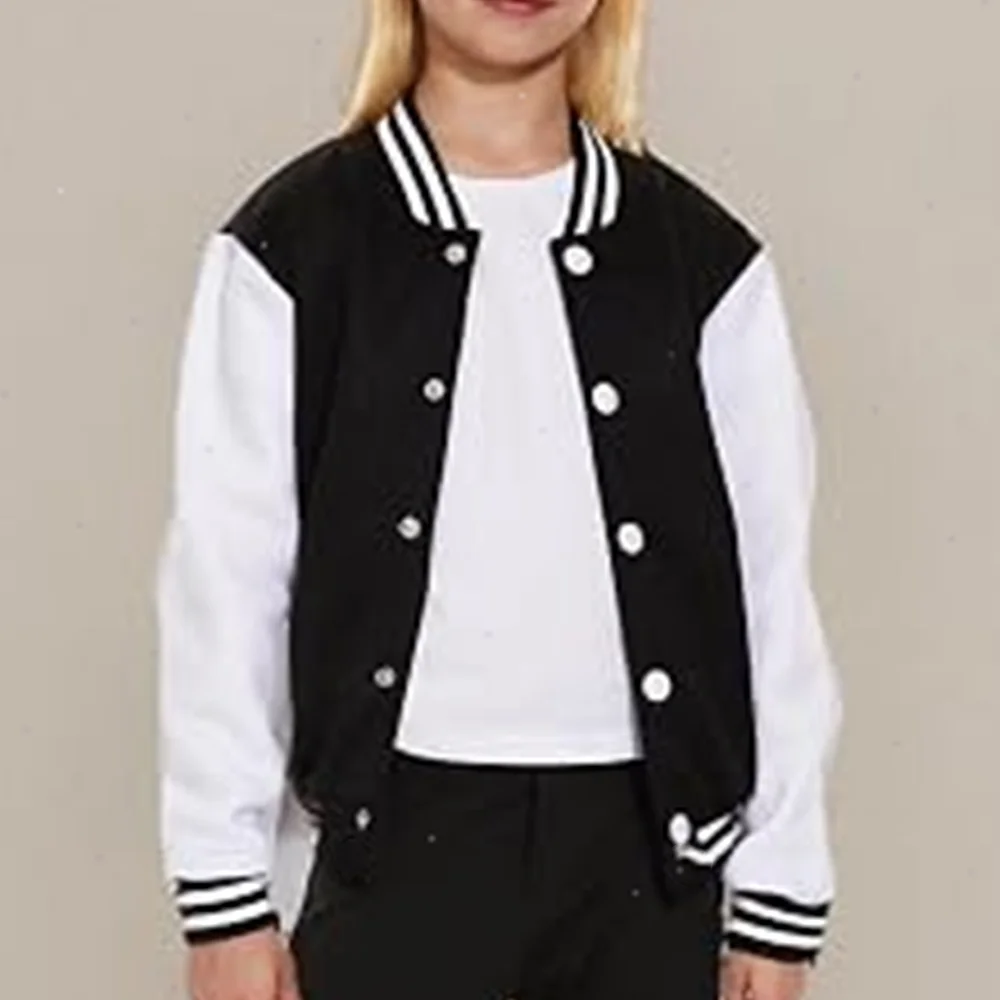 Winter Kids Baseball Jackets Boys Girls Casual Sports School Uniform Children's Fit Varsity Jacket Plain Button Cardigan Coat