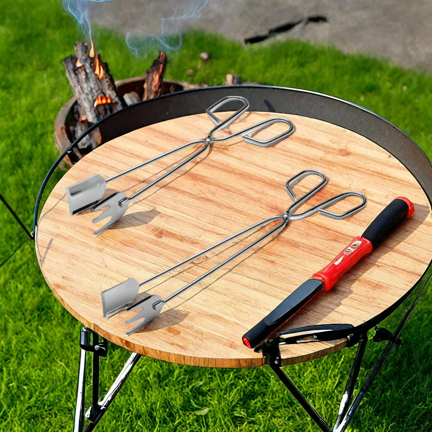 Barbecue Charcoal Tongs, Heavy-Duty Heat Resistant, Rust Proof, Easy Grip, For Camping, Fire Pits & Outdoor Cooking