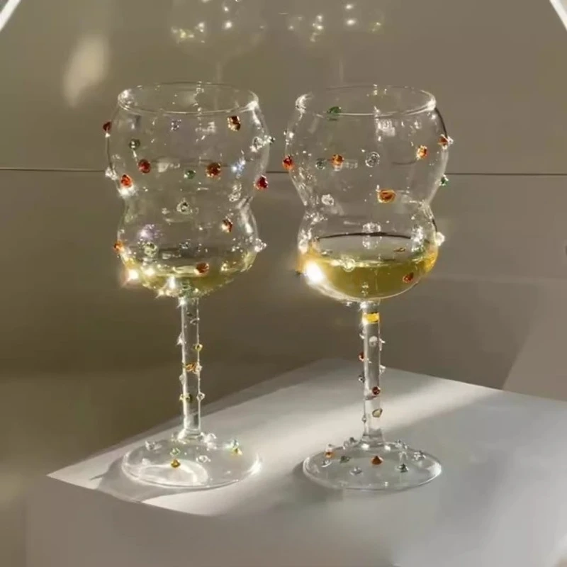 

Modern Simplicity Creative Art Color Gemstone Wine Cups Color Dot Glass Cups Candy Bean Stress Reliefhigh Temperature Resistance