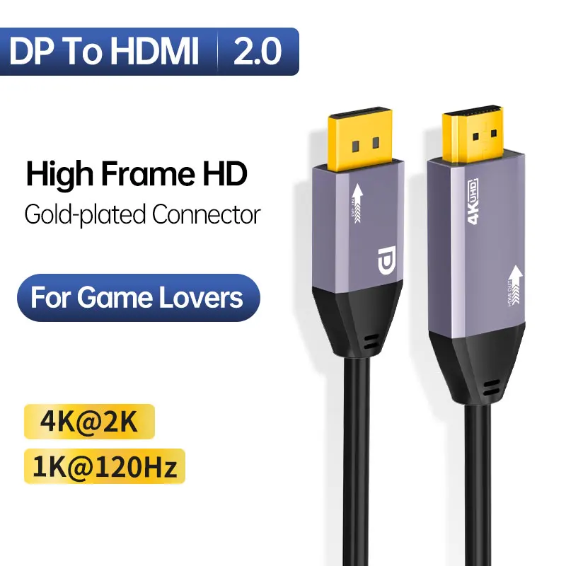 Displayport to HDMI Cable 4K30Hz DP to HDMI Cable 1080P 18gbps Cord HD Video Audio Cable Converter for HDTV Mini PC HUB Monitor