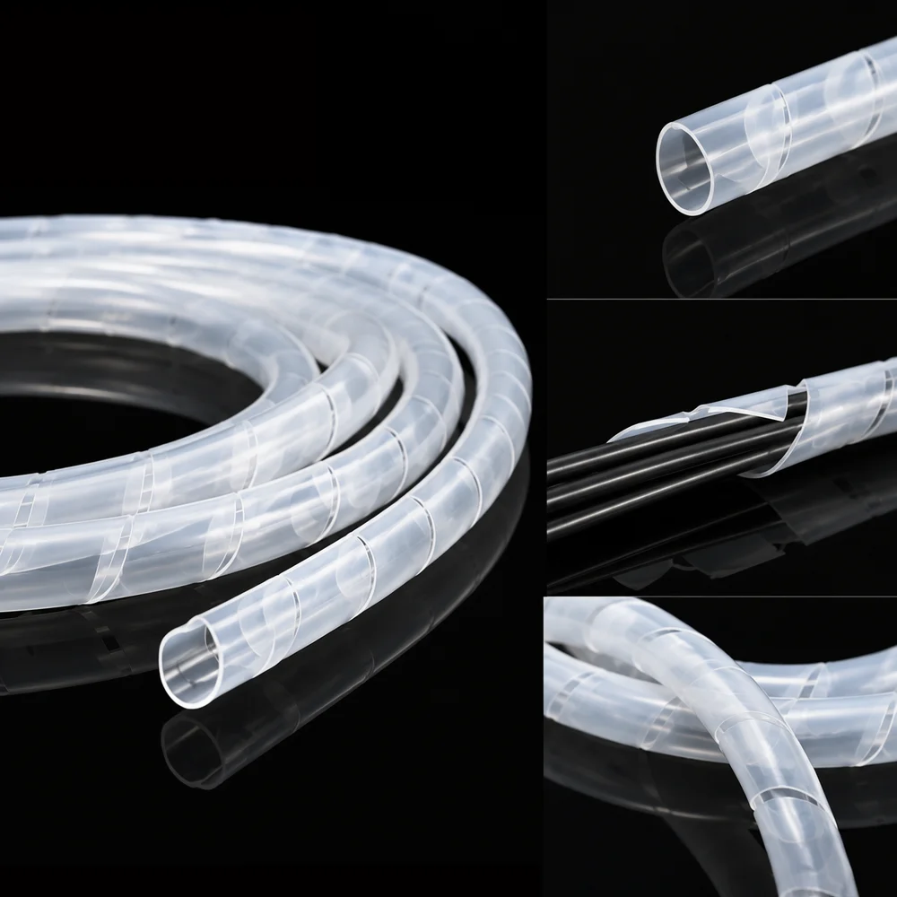 White PE spiral wound sleeve, with an inner diameter of 4-30mm, flame retardant wear-resistant and tensile resistant