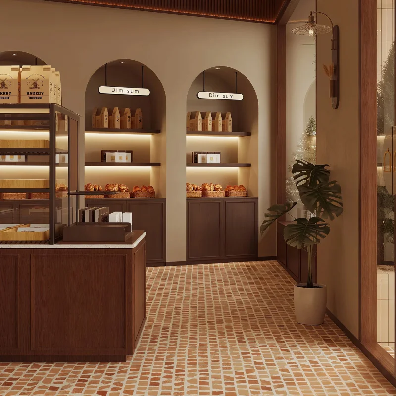 custom.DI HAO Premium Commercial Bakery Display Cabinet Temperature Control Heavy Duty Construction LED Lighting Brown Fin