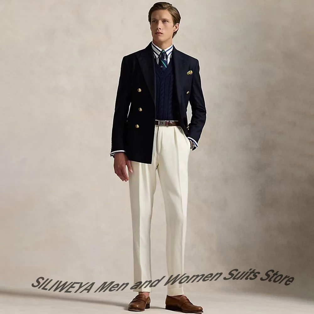 

Мужской двубортный костюм в британском стиле, комплект из двух предметов (куртка + брюки), официальный наряд в консервативном стиле для деловых повседневных вечеринок