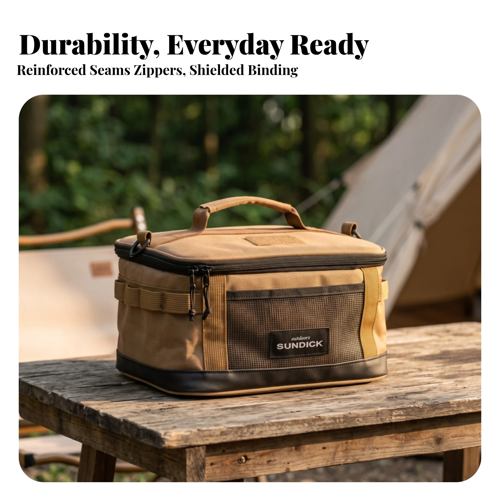 Camping Gear Bag with Compartments Compact Outdoor Storage Bag with Dividers Organizer Structured Adjustable for Campers