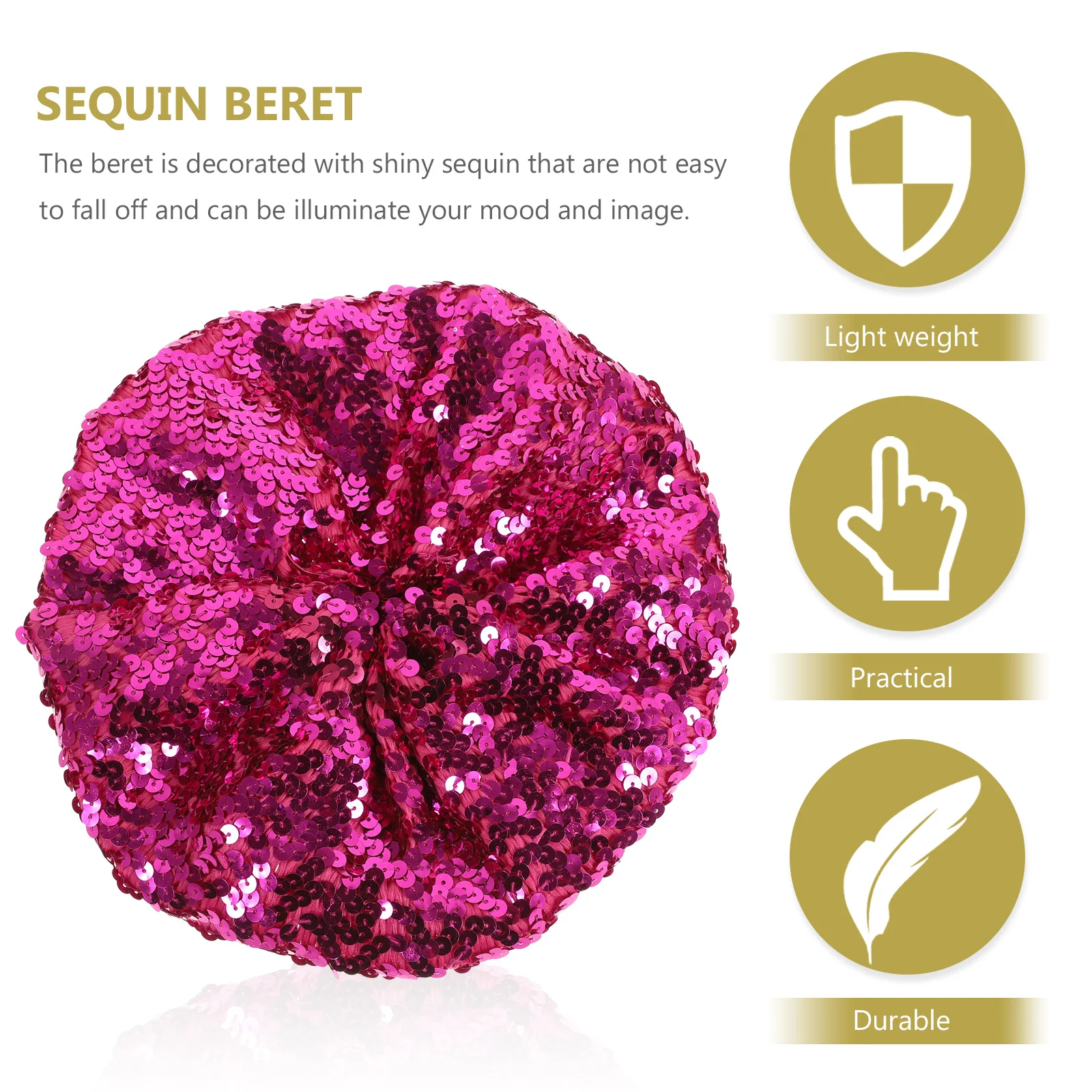 

Sequin Berets Hat Portable Lightweight Fashionable for and Women Sparkle Women Beret Hats Fashion Sequin Beret