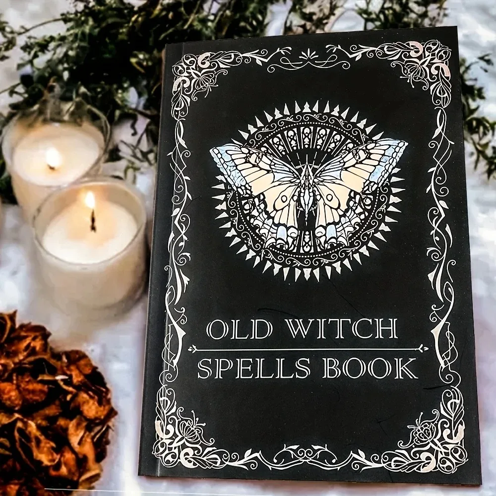 

Old Witch Spells Book Ancient Magic Book with Intricate Golden Butterfly Cover & Mystical Symbols Perfect Gifts for Her & Him