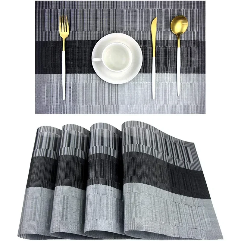 

4PCS Table Mat PVC Washable Placemats for Dining Meal Mat Non-slip Placemat Set in Kitchen Accessories Cup Coaster Wine Pad