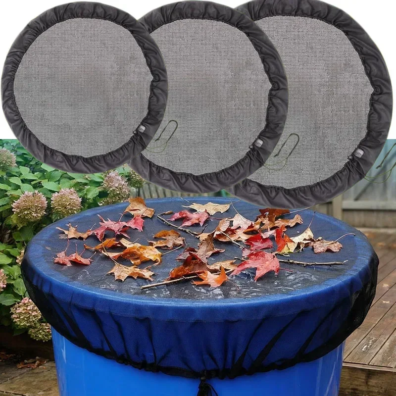 Rain Barrels Screen Water Bucket Covers Rainwater Collector Tank Net Cover Rain Water Collection Bucket Netting with Drawstring