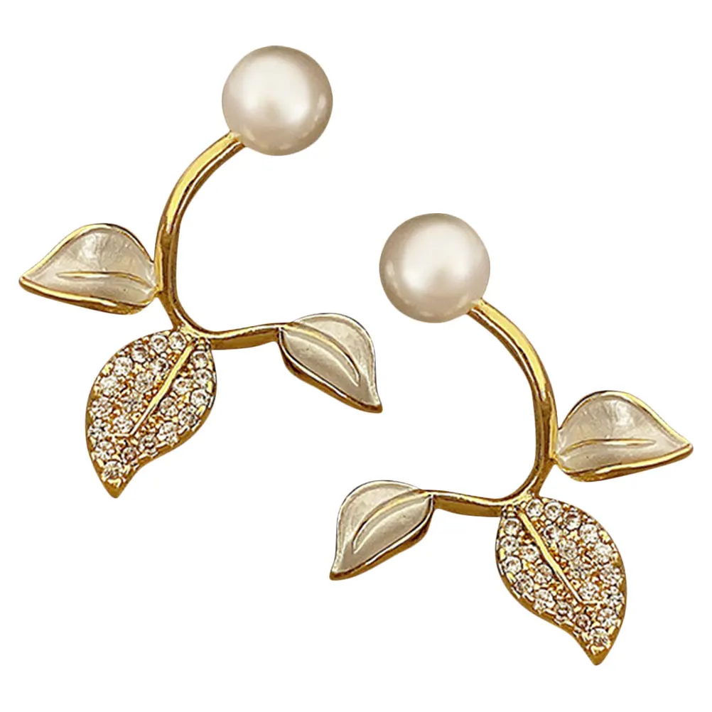 

Zircon Earrings Women Leaf Design Lightweight Comfortable Dangle Aesthetic Party Studs Decorative Teen Girls Ear Decors