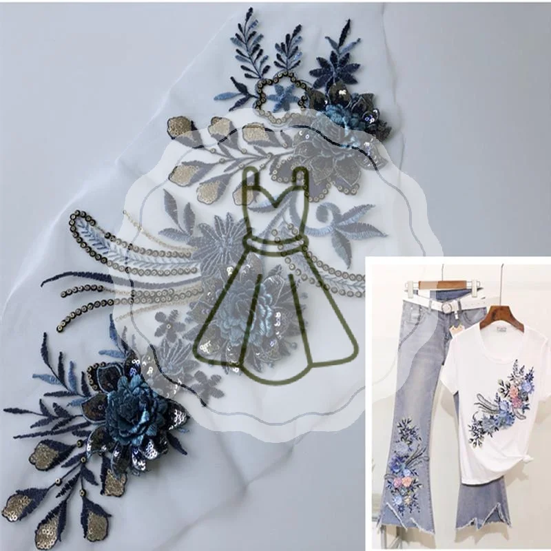 

Вышитые нашивки «сделай сам», большие нашивки с цветочной вышивкой, длинная нить с цветами, одежда, железная нашивка, декор