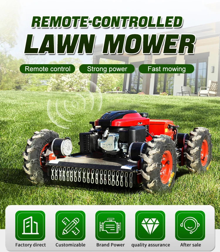 Remote Control 10 180mm Cutting Height Adjustment Lawn Mower Remote Control Wireless Grass Cutting Machine