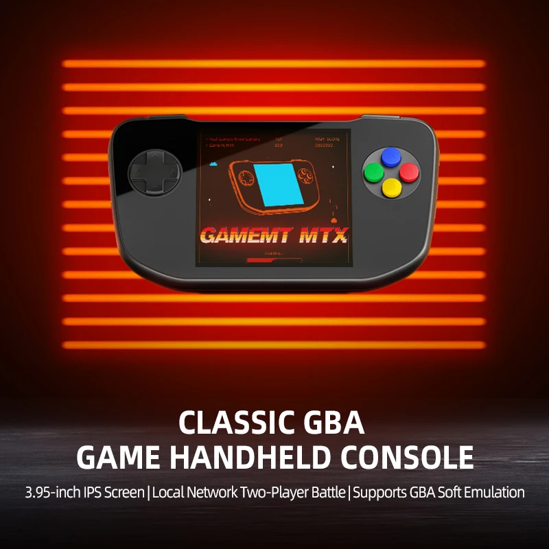 GAMEMT MTX Handheld Game Console 3.95-inch IPS Screen 720*720 3000mAh Portable Gaming Device Support GBA Cartridge Connection