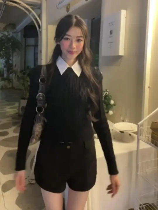 Bla Knitted ort irt Collar Sweater Women's Slim Fit Base Layer Top Autumn Winter Faion Commute Sle Purl Stitch