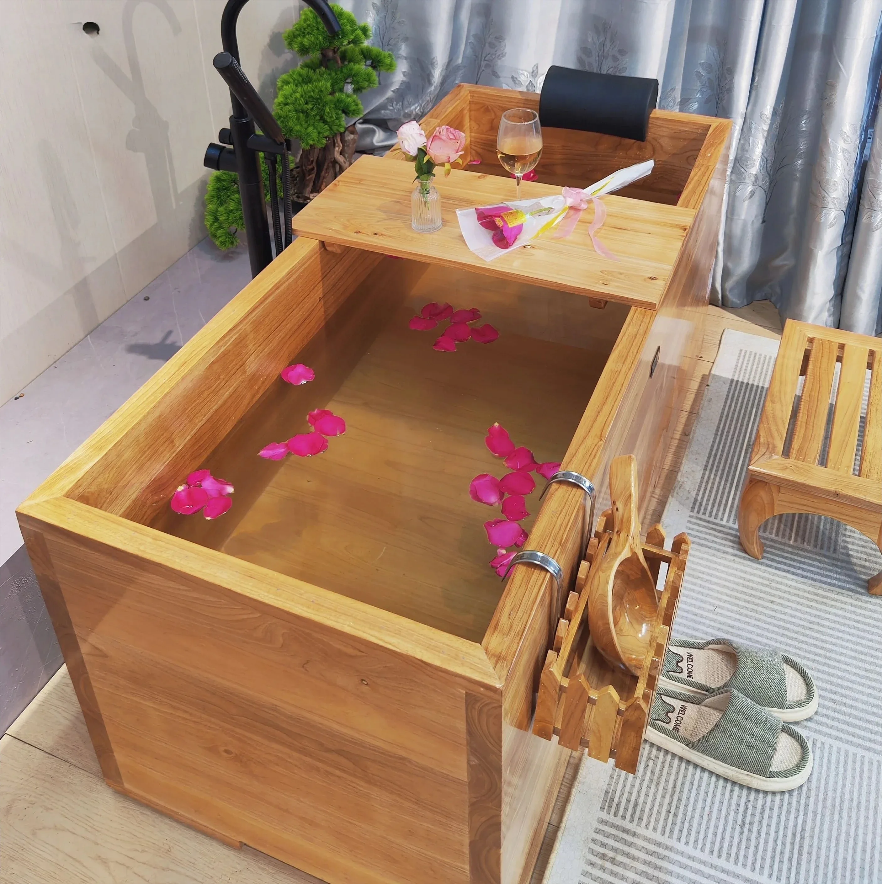

@e WL Clubhouse Oak Barrel Household Solid Wood Bathtub Wooden Bath Barrel Beauty Salon Bath Barrel