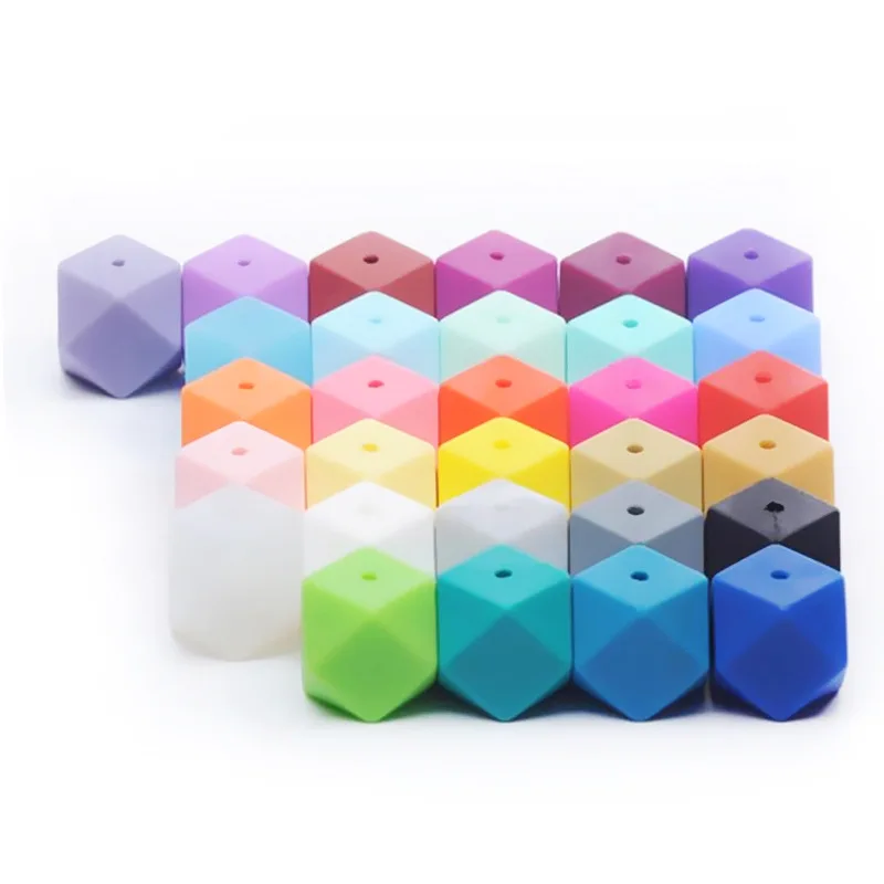 

10pc 14mm Silicone Beads Hexagon Bpa Free Silicone Teether Diy Teething Toy Baby Chewable Accessories Baby Teether