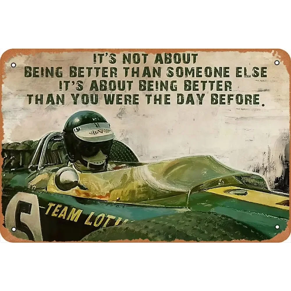 Jim Clark Lotus 49 Car Racing Its Not About Being Better Than Someone Poster Metal Tin Sign 12x8inch 20x30cm 16x12inch 40x30cm