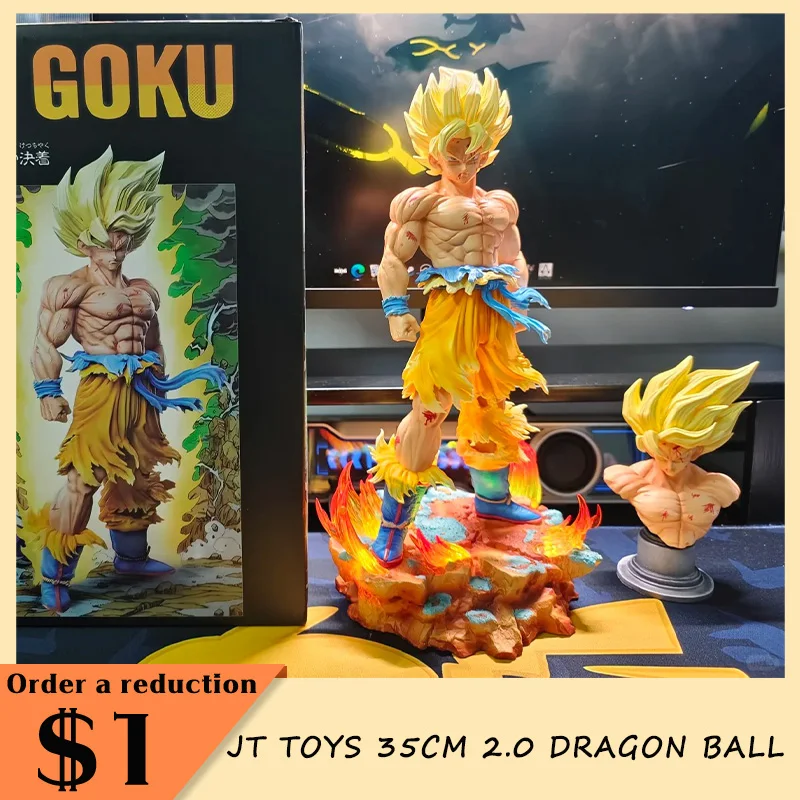 

New In Stock Jt Toys 35cm 2.0 Dragon Ball Anime Figures Son Goku Figures Super Saiyan 1 Collection Model Statue Gifts Toy Gift