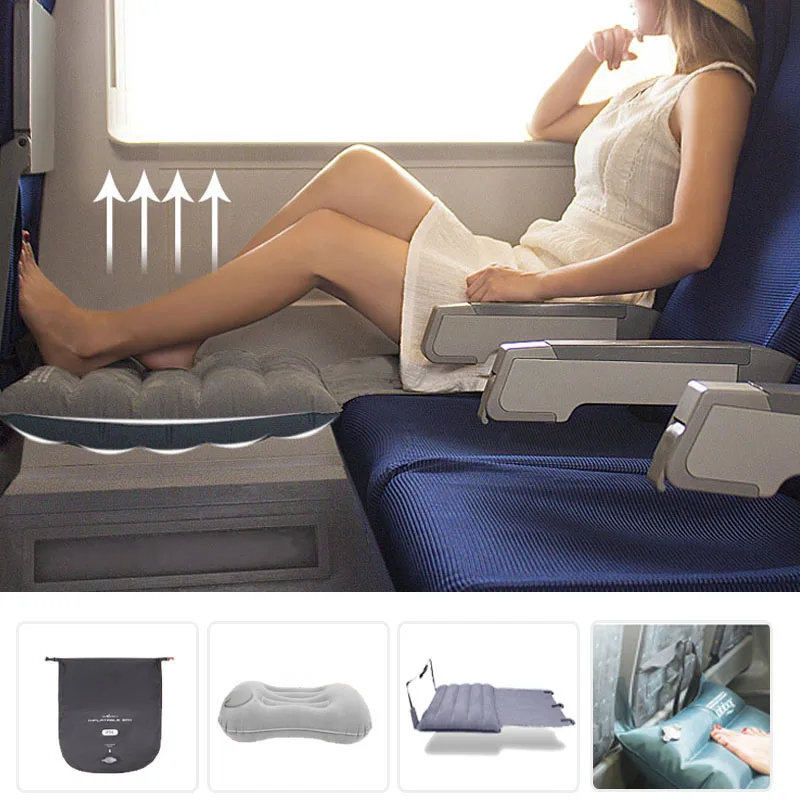 Inflatable Airplane Hammock Car Plane Foot Rest Air Cot For Plane Trains Hanging Chair Flight Travel Accessories Foot Rest Plane