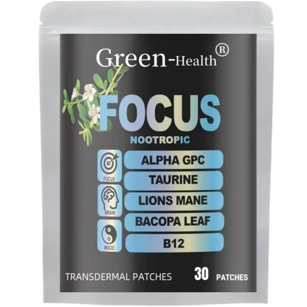 

30 Patches Focus 6-in-1 Nootropic Brain Transdermal Patches with Lions Mane, Vitamin C & B12, Taurine, Bacopa