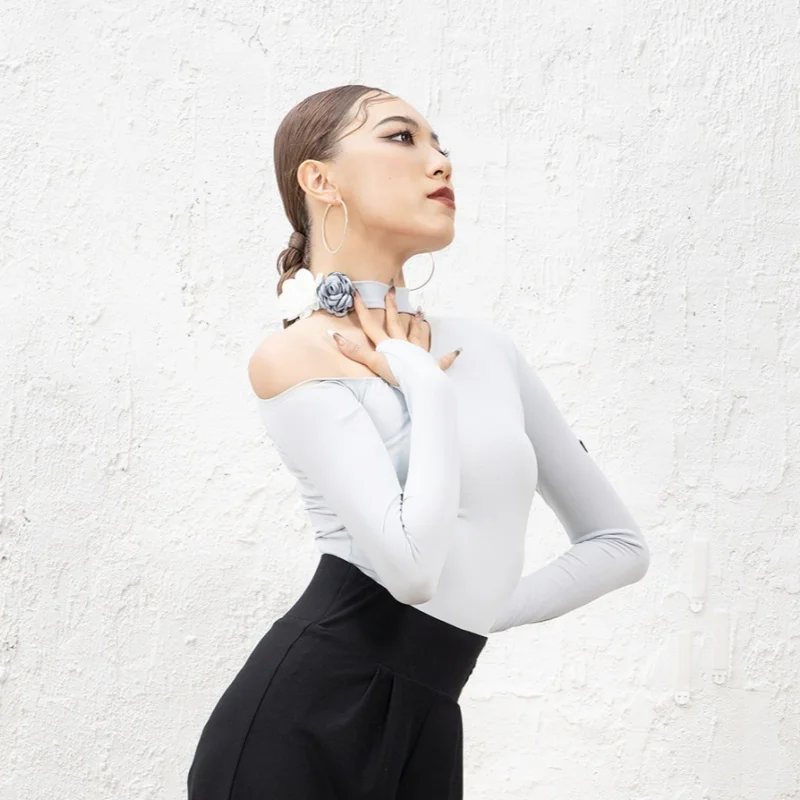 

Танцевальный топ для латиноамериканских танцев 2026: облегающий, сексуальный, с открытой спиной, с длинными рукавами, для профессиональных тренировок и выступлений