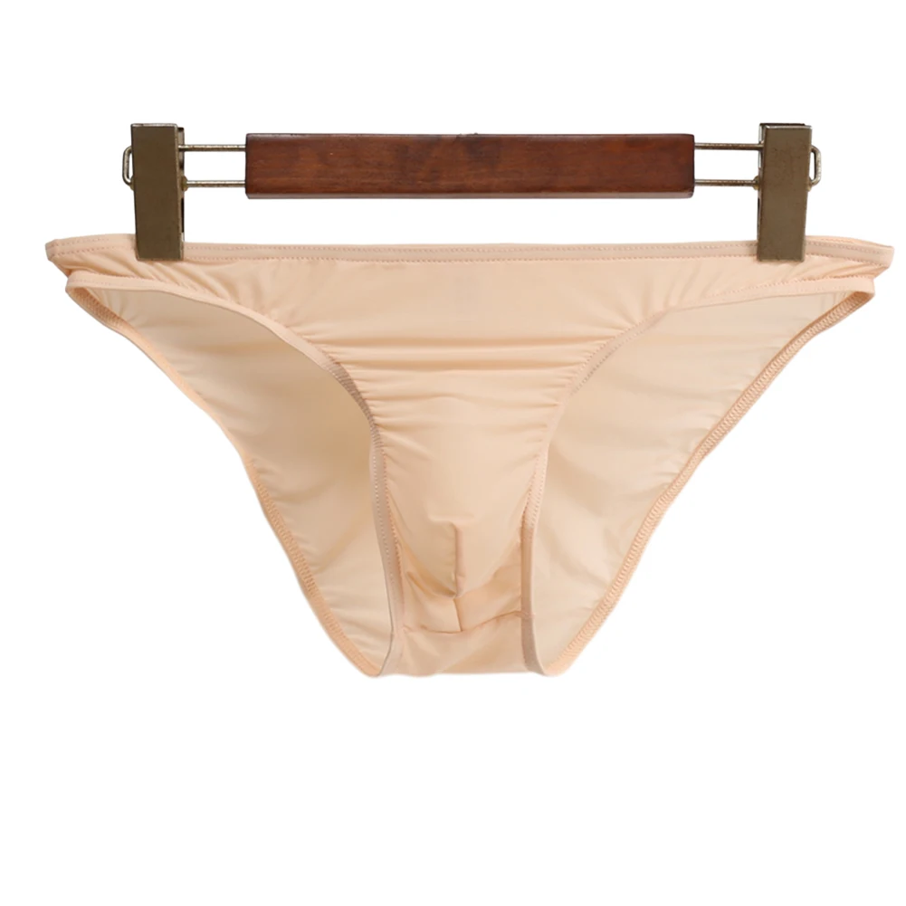 Sexy hommes renflement poche string sous-vêtements masculins soie Sexy slips grande taille couleur unie sous-vêtements de base Ultra-doux Lingerie Hombre