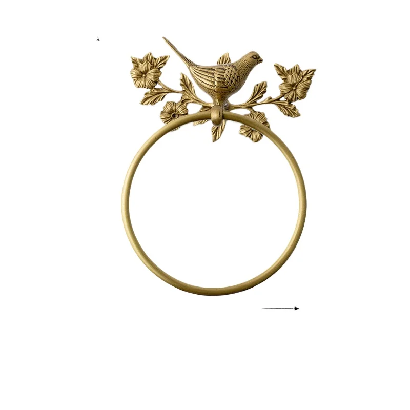 

Ретро латунное кольцо для полотенец с птицей, ванная комната, ванная комната, без перфорации, держатель для банных полотенец, хранилище для бумажных полотенец, настенная подвеска.