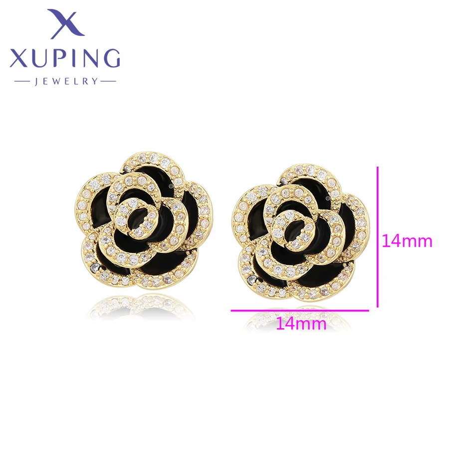 Xuping Jewelry New Arrival Charm Trendy Flower Gold Plated Stud Earrings for Women Earring Party Gift