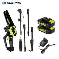 Drillpro 2-IN-1 Cordless Saw Brushless Motor Tree Trimmer 6 Inch Chainsaw with Telescopic Extension Pole Power Tools for Garden