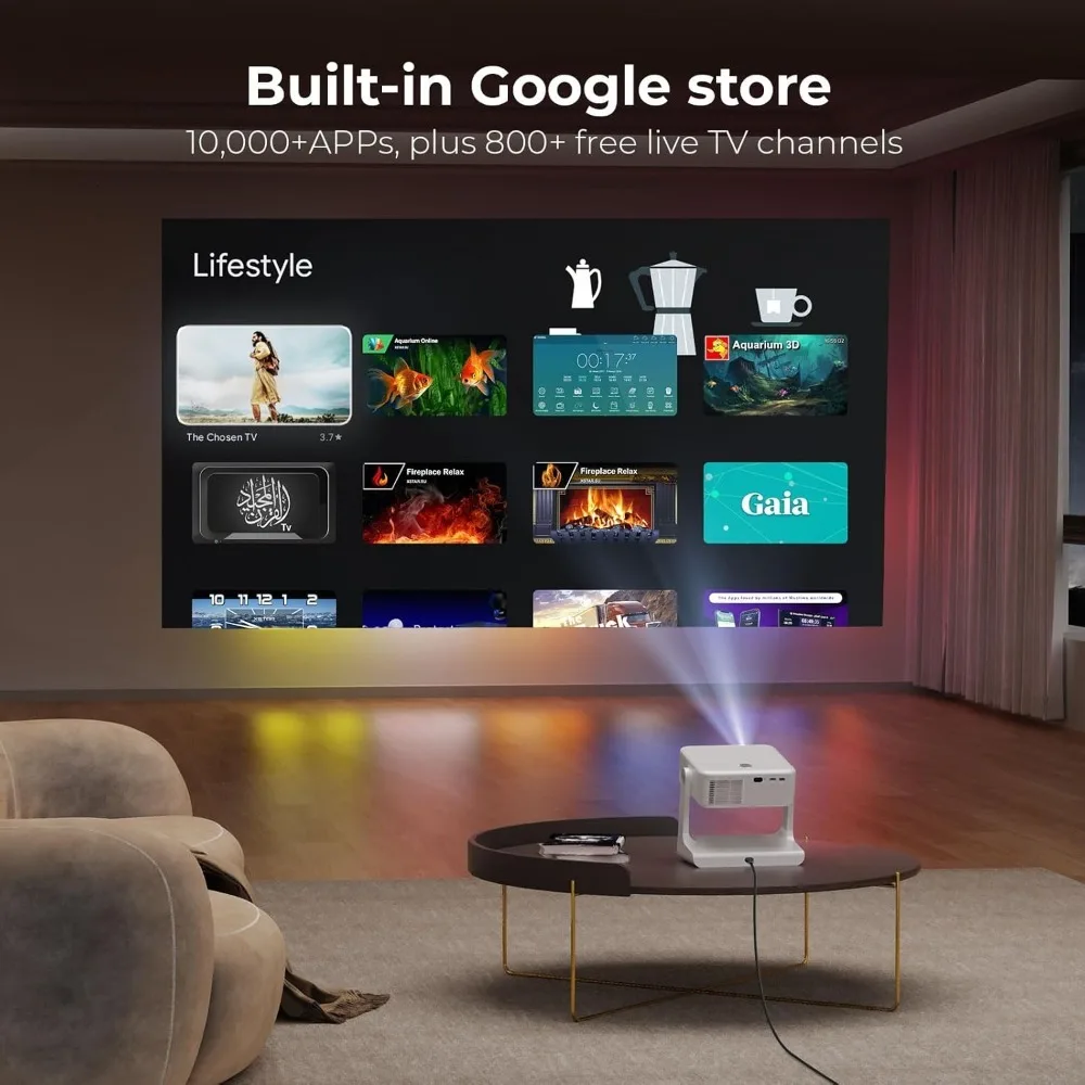 

Уличный умный проектор 4K WiFi6 Bluetooth Портативный 300-дюймовый дисплей 1080P Домашний кинотеатр Кинопроектор Голосовое управление