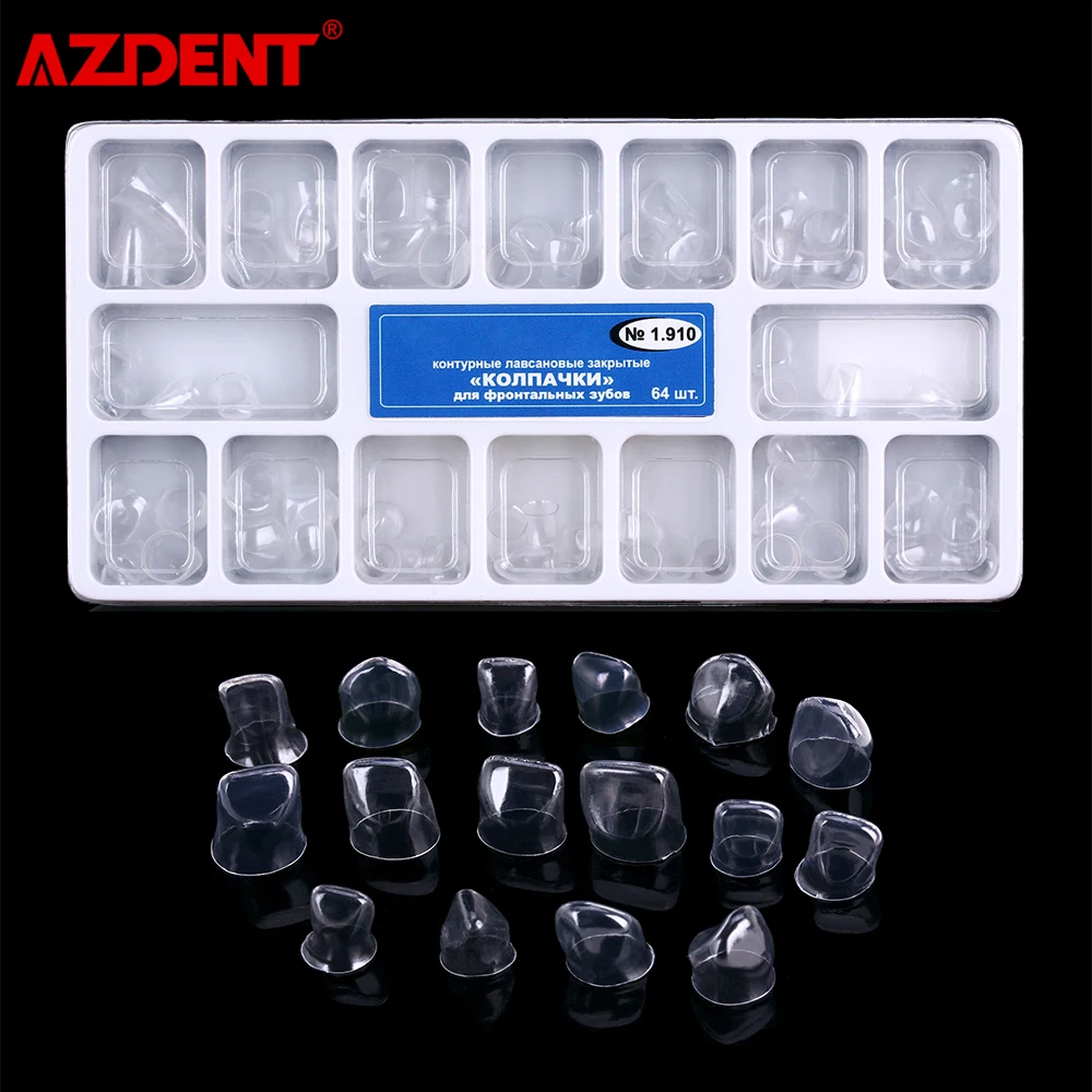 64pcs Adults Dental Anterior Transparent Crowns Dentist Tools 1.910 Anterior Transparent Crowns 64 pcs