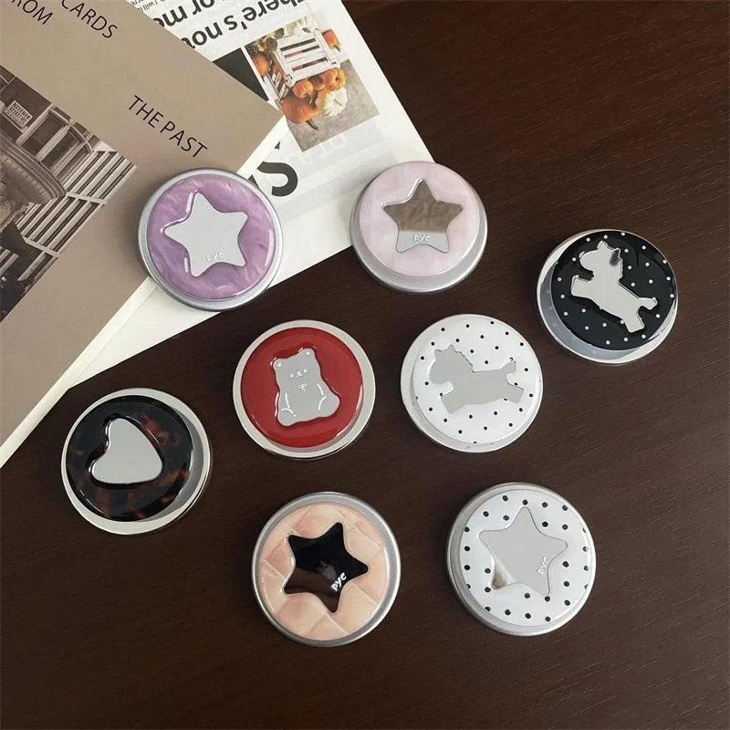 Korean Kawaii Star Bear Shape Mirror For Magnetic Phone Stand Griptok Holder For iPhone 17 Samsung Pad Magsafe Smart Tok