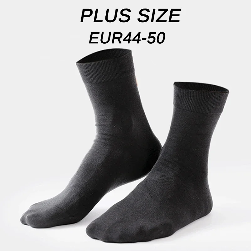 5 Pairs/Lot Men\'s Cotton Socks New Styles Black Business Men Socks Soft Breathable Autumn Spring for Male White Big Size EU44-50