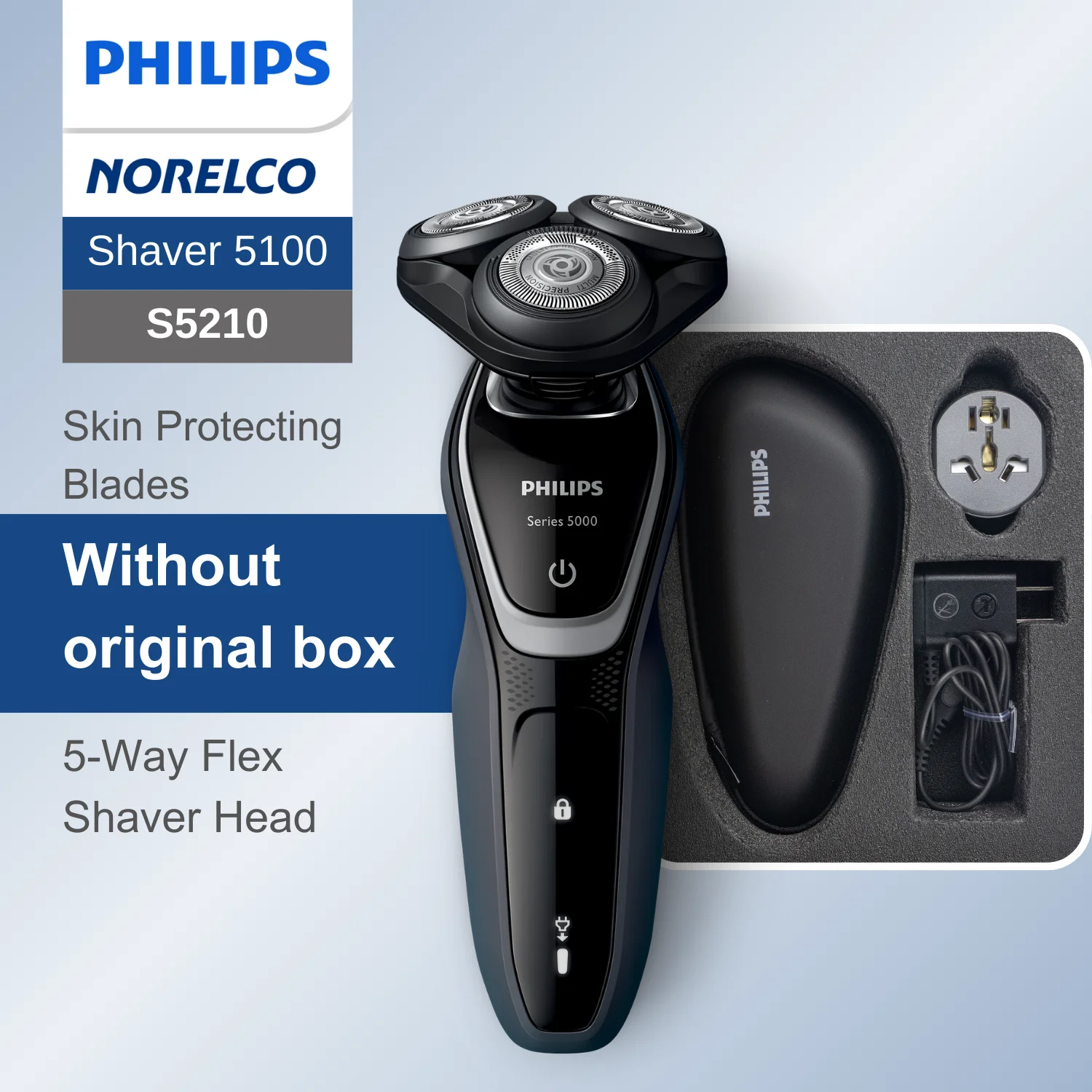 Philips Norelco Razor Shaver  series 5000 S5210, Wet & Dry, No original packaging, Quick Charge,  MultiPrecision Blade System