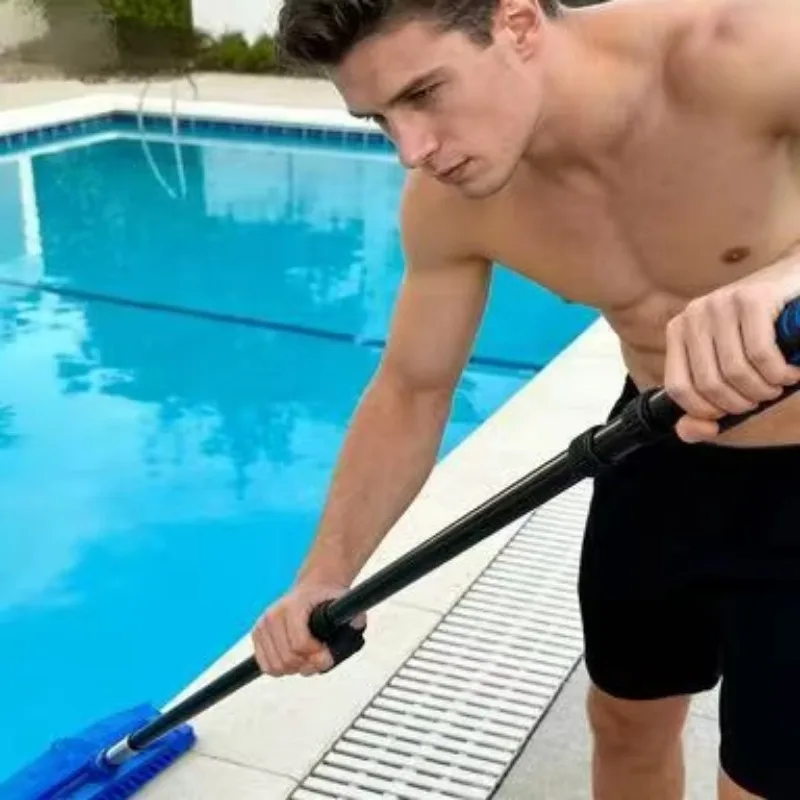 Retractable 15ft Non-Slip Grip Swim Maintenance Rod Accessories Pool Rod for Outdoor Swimming Pools