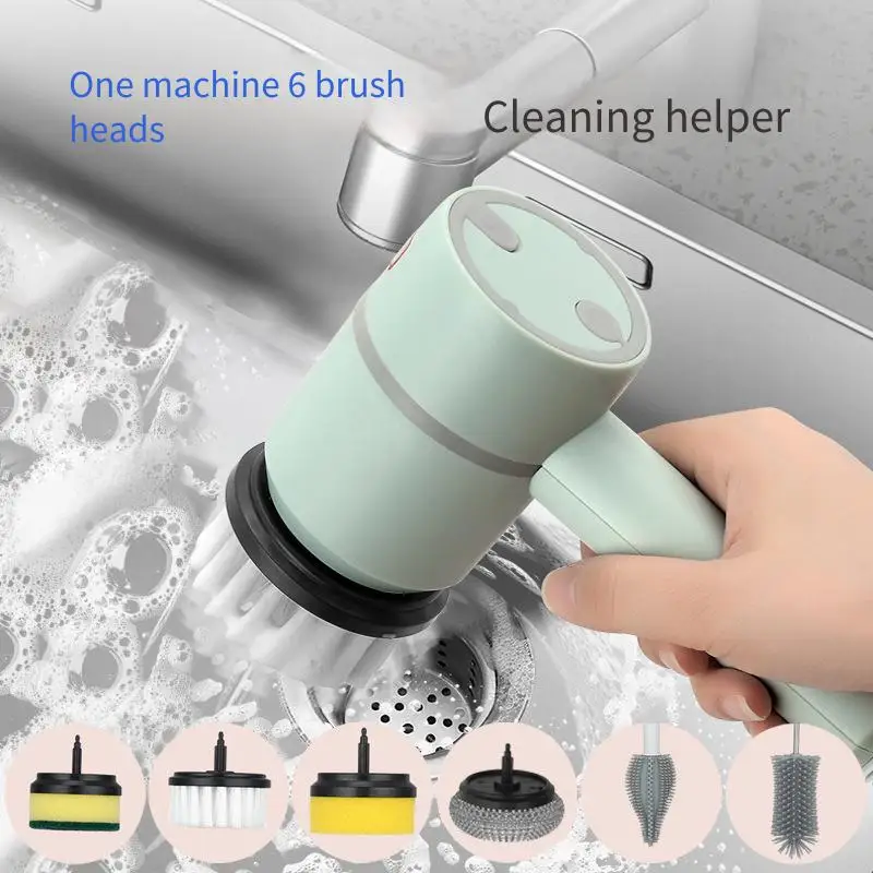 Cross-border multifunctional cleaning brush electric household bottle brush long handle replaceable head kitchen dishwashing