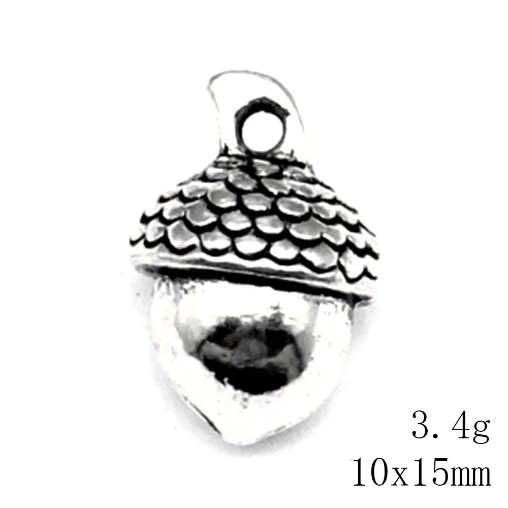 5pcs 10x15mm Pine Cone Charms Pendant For Necklace Make Accessories Trendy Jewerly Antique Silver Color