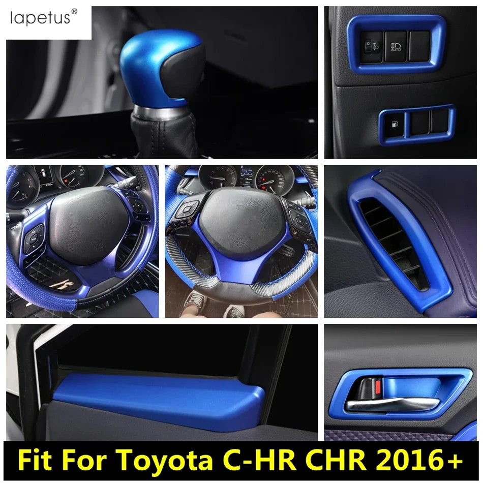 

For Toyota C-HR CHR 2016-2022 Head Light Lamp Handle Bowl Shift Gear Knob Steering Wheel Cover Trim Blue Accessories Interior