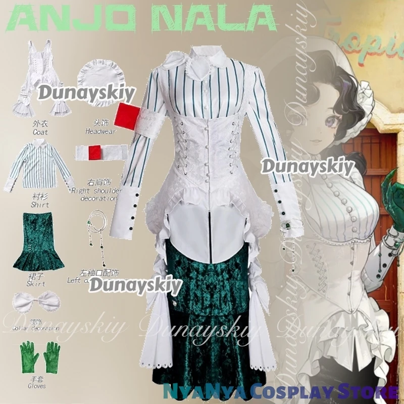 Reverse:1999 Juego Anjo Nala ssiPersonajes de salida con vestido verde blanco con peluca larga y rizada negra ssiTraje completo