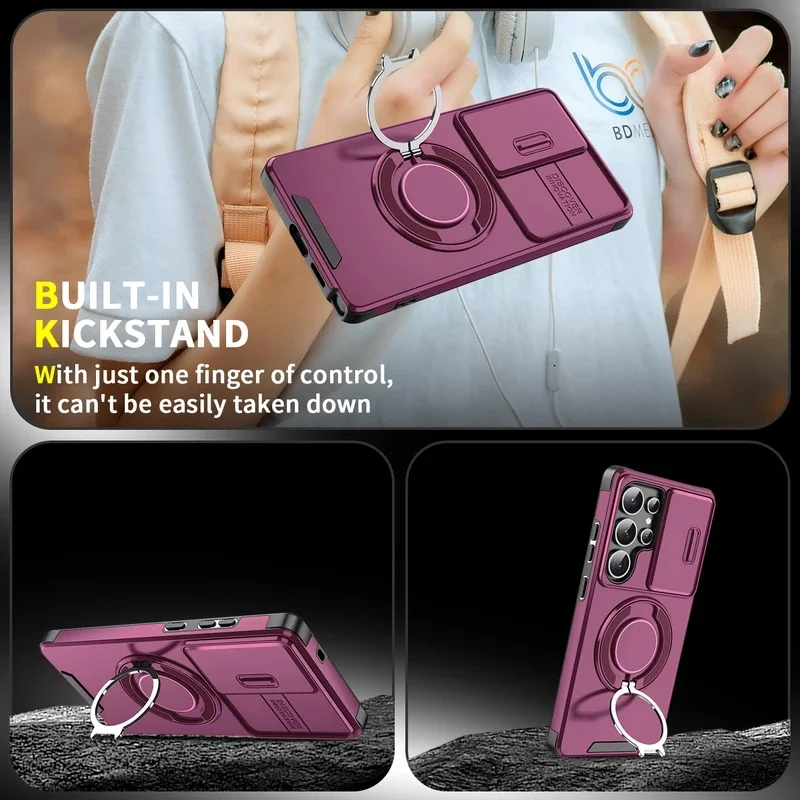 For Magsafe Wireless Charging Cover For Samsung Galaxy S26 Ultra S24 Plus S25 Edge S23 S22 S21 S20 FE Magnetic Ring Armor Case