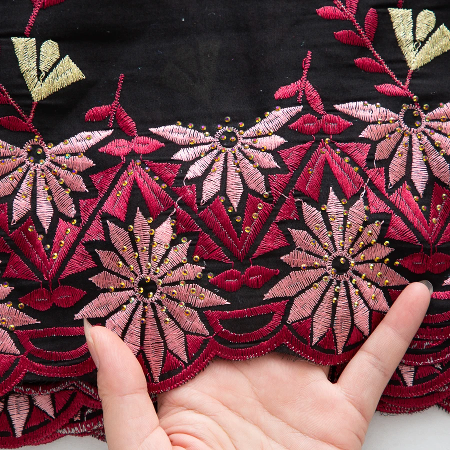 SJD LACE Swiss Voile Lace Fabrics 2025 High Quality African Cotton Lace with Stones for Sewing Women Evening Party Dresses 4461