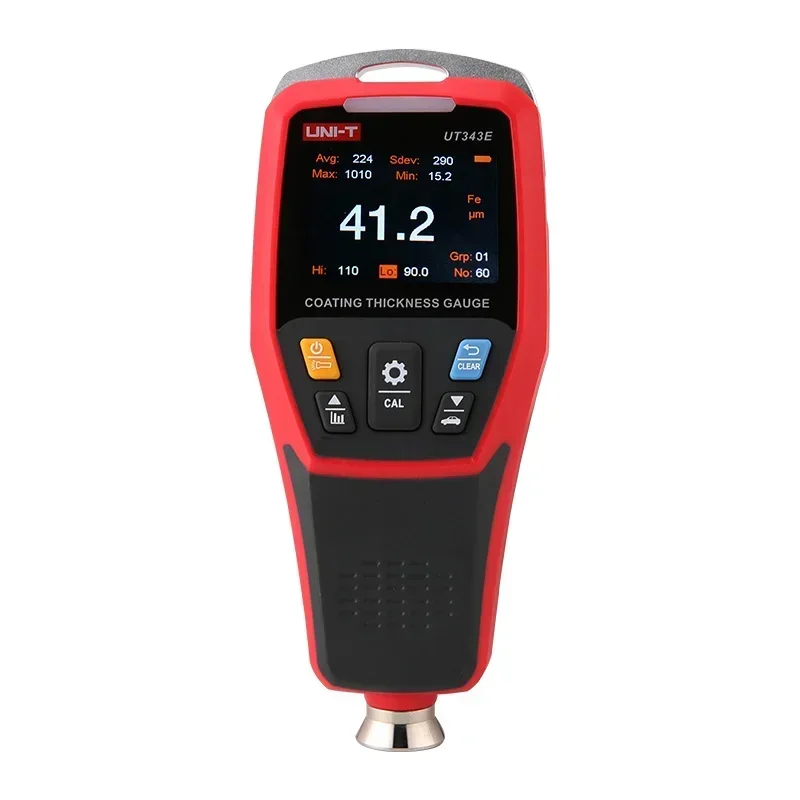 

UNI-T UT343E Толщина покрытия 2000 мкм Цветной экран Датчик Bluetooth Фонарик Передача данных Измеритель краски автомобиля