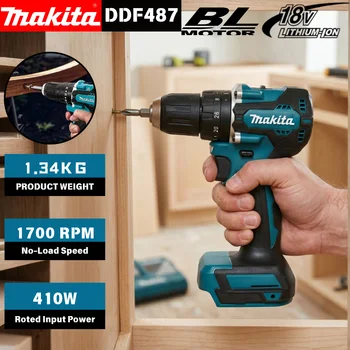 Makita DDF487 18V Brushless Cordless Drill Driver 10mm Chuck 1700RPM For Woodworking…