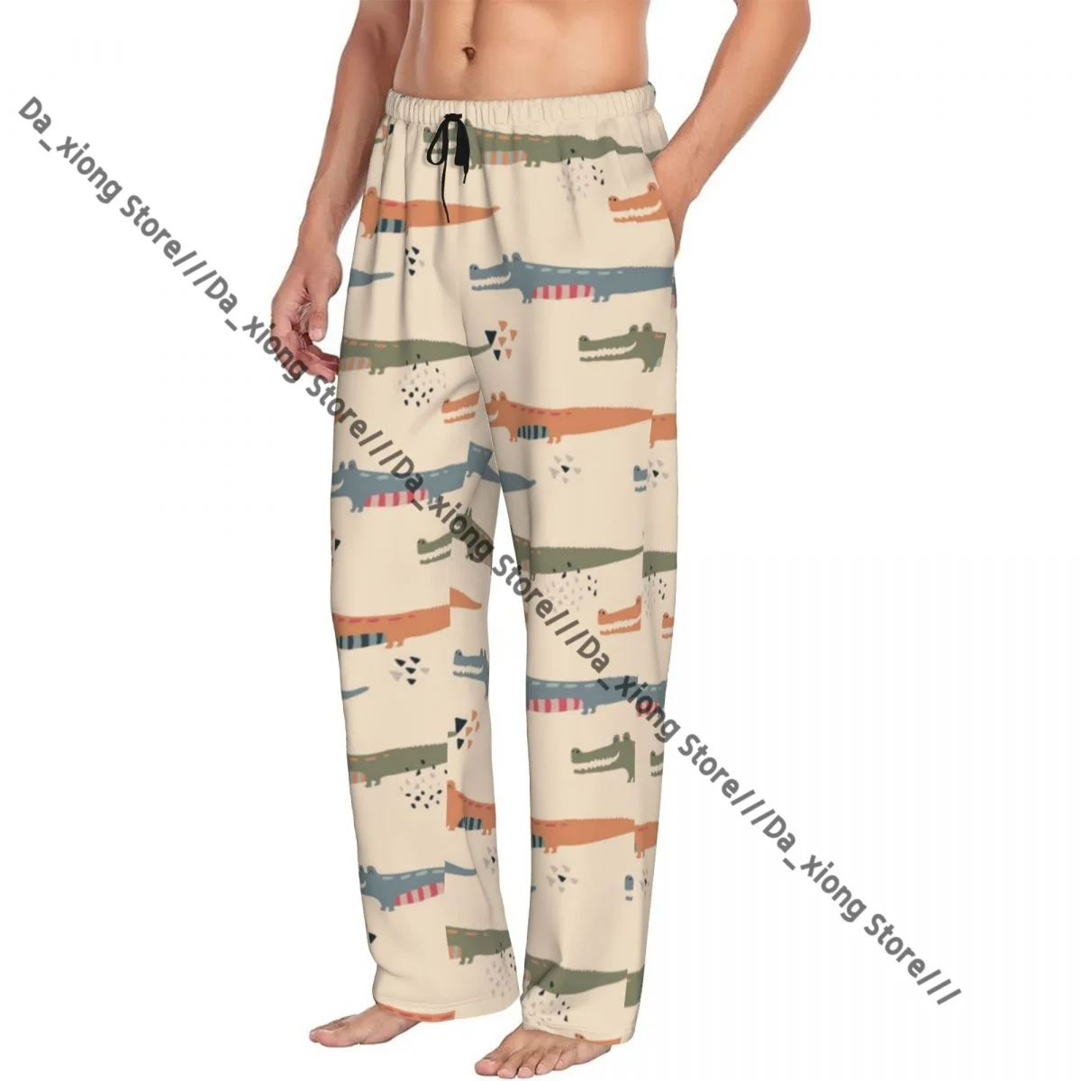

Men Sleep Bottoms Male Lounge Trousers Men's Funny Crocodiles Pajama Pants