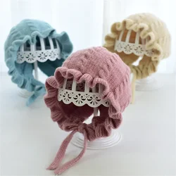 Autumn Winter Baby Girls Toddler Solid Print Hats with Ruffle Design Casual Caps Headwear Toddler Sun Hat