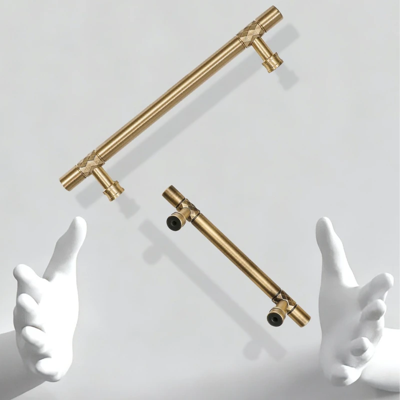 

French Light Luxury Cabinet & Wardrobe Door Bronze Pull Handles, Premium Drawer & Bookcase Wine Cabinet Solid Brass Handles