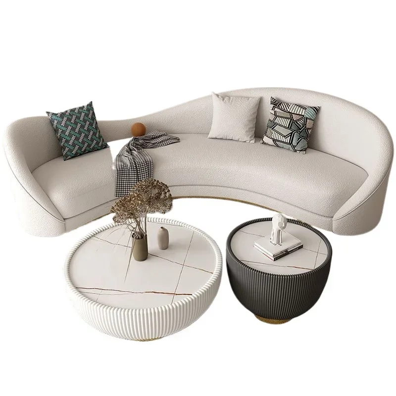 Nordic beauty salon clothing store reception lounge area light luxury technical fabric curved office sofa small apartment